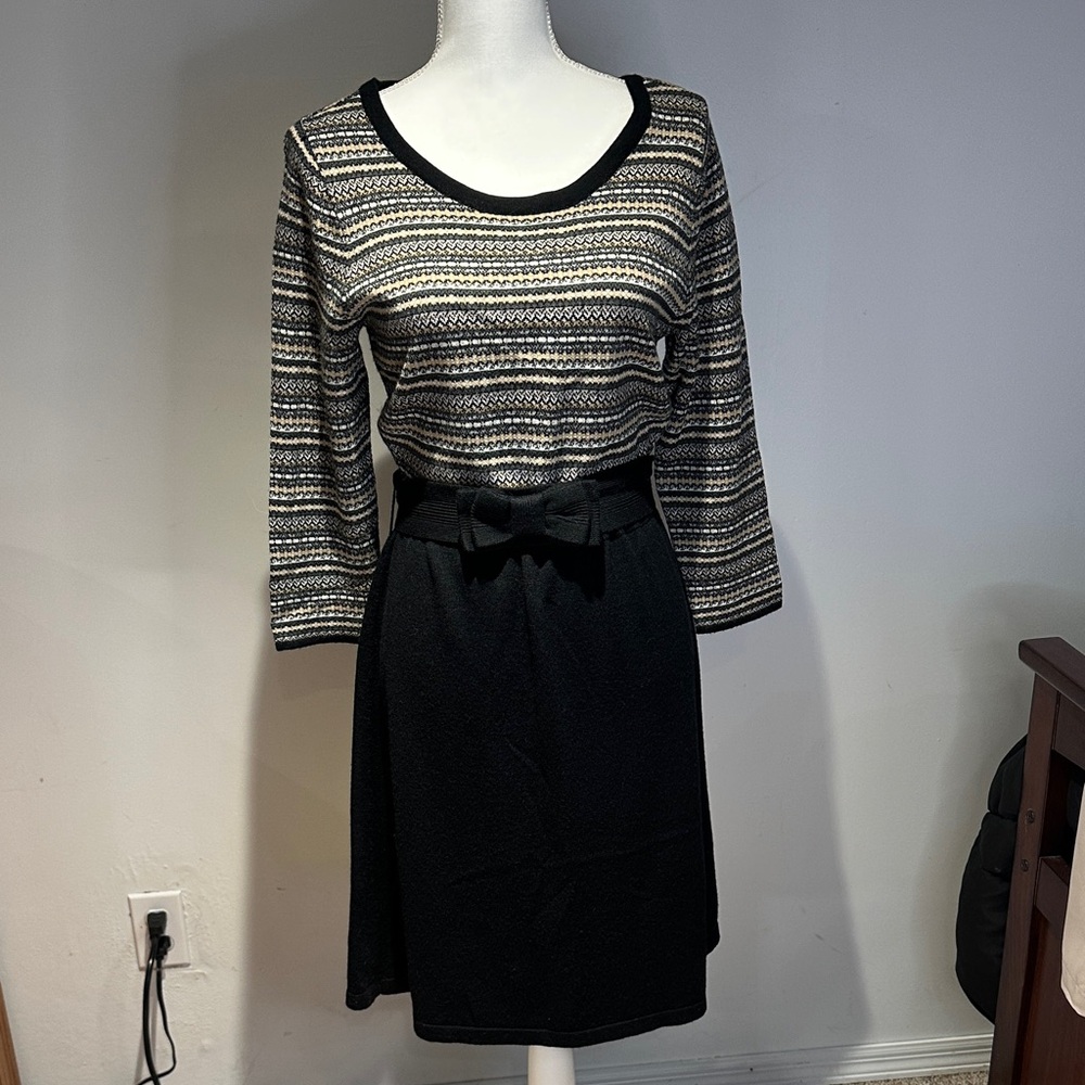 The Limited Black and Cream Long Sleeve Dress